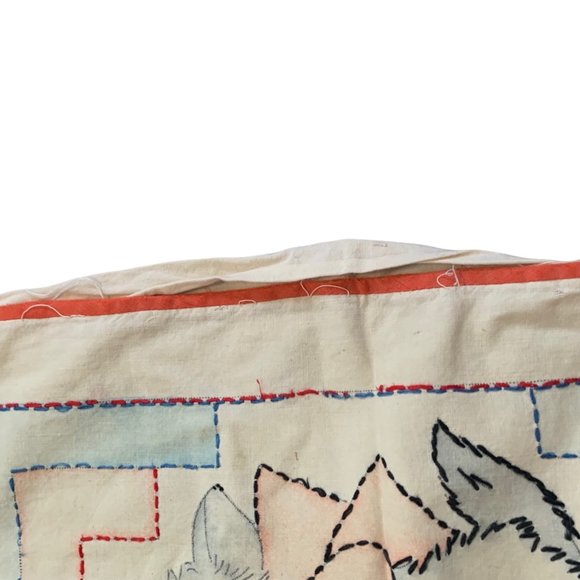 Vintage Hand Embroidered Whimsy Throw Pillowcase Set - Picture 3 of 13